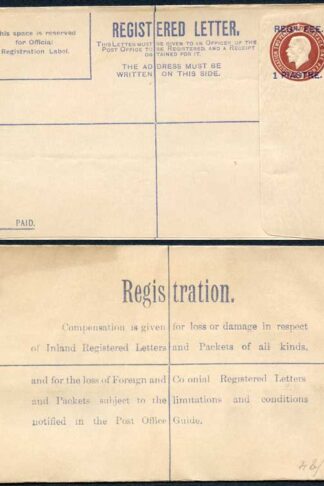 British Levant 1pi on 3d Registered Envelope Size G (KF under flap)
