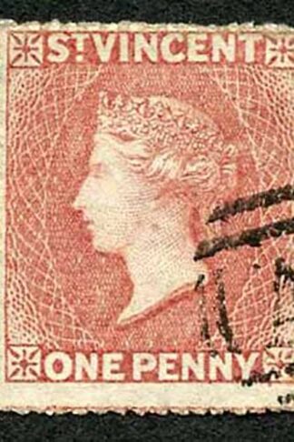 St Vincent SG1 1861 1d Rose-red No Wmk Rough to intermediate Perf 14 to 16