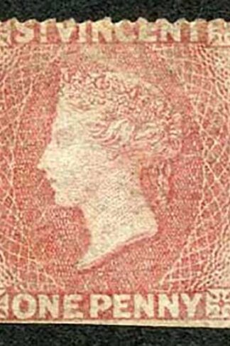 St Vincent SG1 1d Rose-red No Wmk Rough to intermediate Perf 14-16 No Gum Cat 50