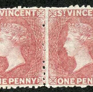 St Vincent SG5 1862 1d Rose-red No Wmk Perf 11 to 12.5 Un-used (no gum) PAIR