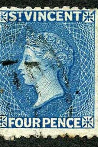St Vincent SG6 1866 4d Deep Blue No Wmk Perf 11 to 12.5 Fine used Cat 110 pounds