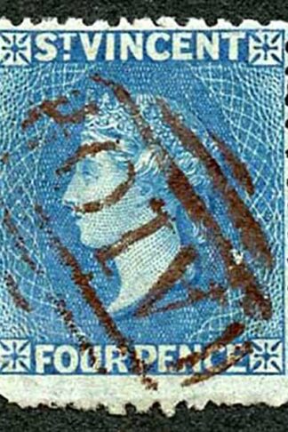 St Vincent SG6 1866 4d Deep Blue No Wmk Perf 11 to 12.5 Brown Cancel