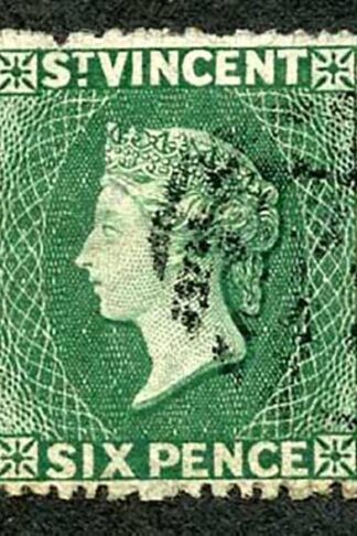 St Vincent SG19c 6d Dull Blue-green Wmk Star Upright NOT Cat pounds