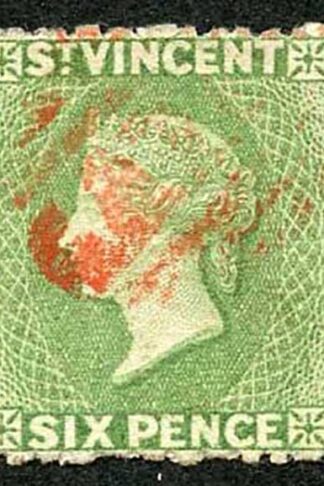 St Vincent SG23 6d Pale Green Wmk Star S/ways Perf 11 to 12.5 x 15 Cat 50 pounds
