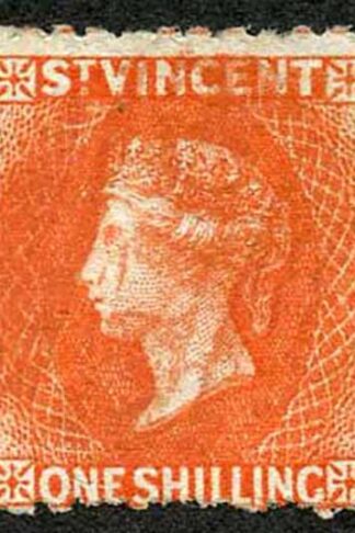 St Vincent SG24 1/- Vermilion Wmk Star S/ways Perf 11 to 12.5 x 15 Cat 85 pounds