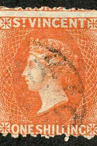 St Vincent SG24 1/- Vermilion Wmk Star S/ways Perf 11 to 12.5 x 15 Cat 85 pounds