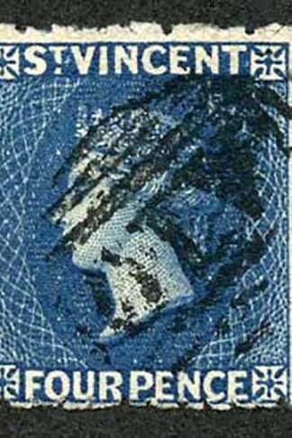 St Vincent SG25 4d Deep Blue Wmk Star S/ways Perf 11 to 12.5 x 15 Cat 90 pounds