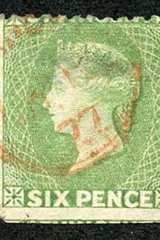 St Vincent SG26 6d Pale Green Wmk Star S/Ways Perf about 15 Cat 450 pounds