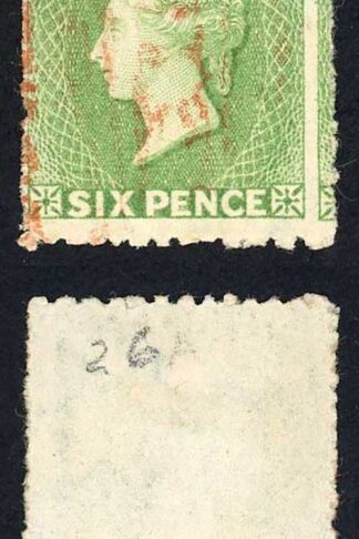 St Vincent SG26 6d Pale St Vincent SG23 6d Pale Green Wmk Star S/Ways Perf 11 t