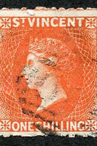 St Vincent SG31 1/- Bright Vermilion Wmk Star Perf 11 to 12.5 Cat 60 Pounds