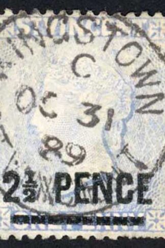 St Vincent SG49 2 1/2d on 1d Milky blue wmk Crown CA Fine used Cat 12 Pounds