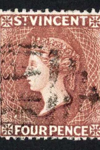 St Vincent SG50 4d Red-brown Wmk Crown CA Fine used Cat 22 Pounds