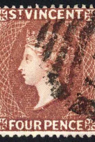 St Vincent SG50 4d Red-brown Wmk Crown CA Fine used Cat 22 Pounds