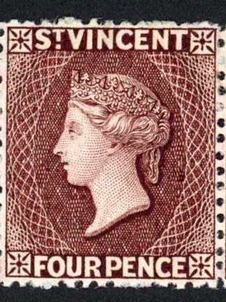 St Vincent SG51a 4d Chocolate Wmk CA SUPERB Fresh Mint STRIP Cat 300++ pounds