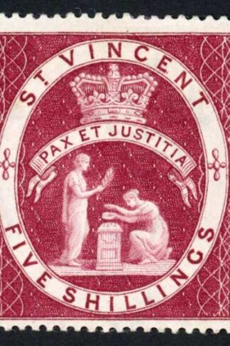 St Vincent SG53 5/- Lake wmk Crown CA M/M