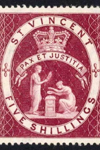 St Vincent SG53 5/- Lake wmk Crown CA M/M