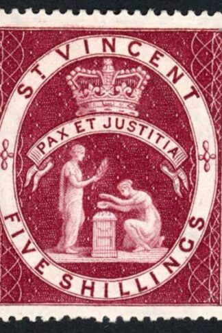 St Vincent SG53 5/- Lake wmk Crown CA M/M