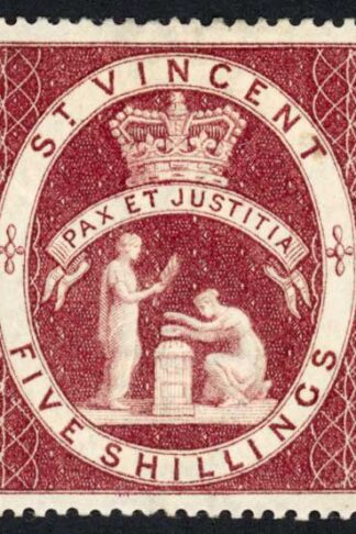 St Vincent SG53 5/- Lake wmk Crown CA M/M