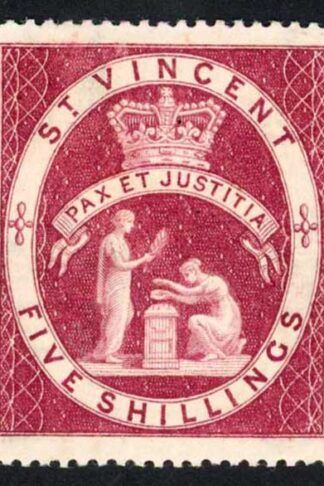 St Vincent SG53 5/- Lake wmk Crown CA M/M