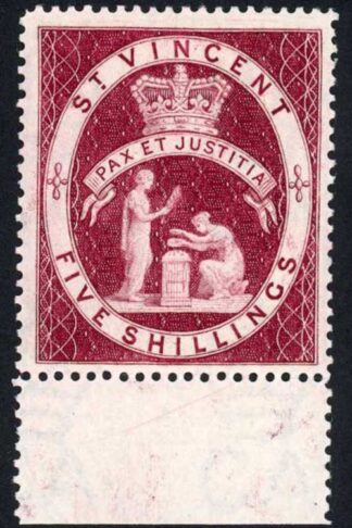 St Vincent SG53 5/- Lake wmk Crown CA M/M