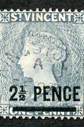St Vincent SG55 2 1/2d Line Perf wmk Crown CA Variety DOUBLE/KISS PRINT
