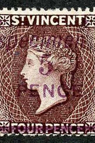 St Vincent SG59 5d on 4d Chocolate opt SPECIMEN (No Gum) Cat 50 pounds