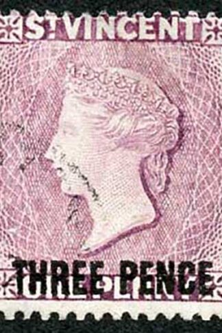 St Vincent SG63 1897 3d on 1d Mauve Very Fine Used Cat 26 pounds