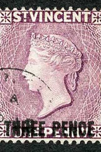 St Vincent SG63 1897 3d on 1d Mauve Very Fine Used Cat 26 pounds