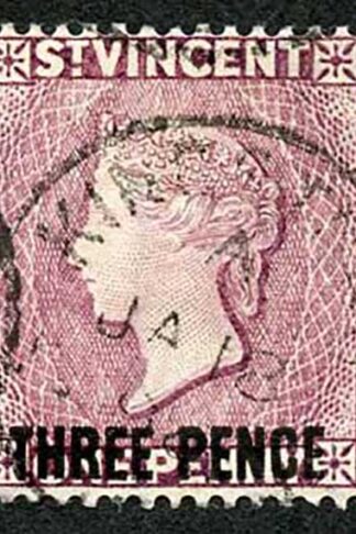 St Vincent SG63 1897 3d on 1d Mauve Very Fine Used Cat 26 pounds