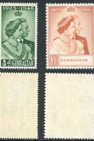 Gibraltar SG134/5 1948 Silver Wedding U/M (1/2d possibly m/m)