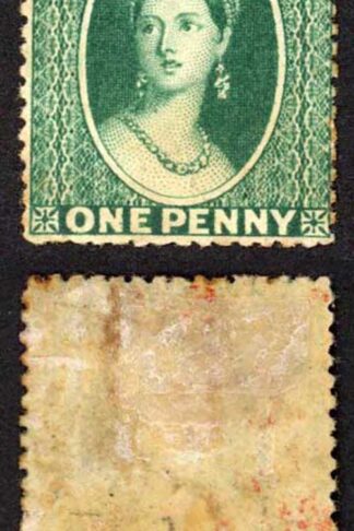 Grenada SG10 1d Deep Green wmk Small Star S/Ways Perf 15 Toned gum Cat 130 pound