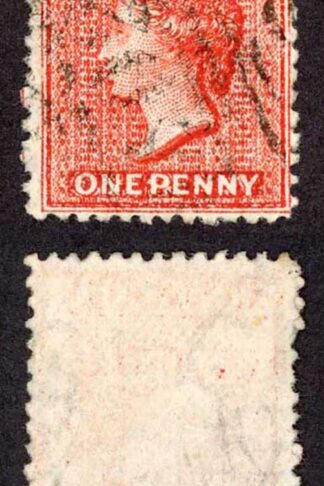 Antigua SG14 1d Scarlet Wmk Crown CC INVERTED Perf 12.5 Fine used Cat 65 Pounds