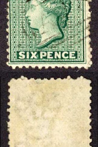 Antigua SG15 6d Blue-green Wmk Crown CC Perf 12.5 Fine used Cat 11 Pounds