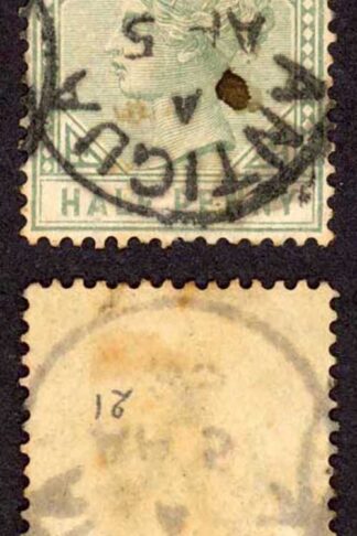 Antigua SG21 1/2d Dull Green Wmk Crown CA Perf 14 Cat 20 Pounds