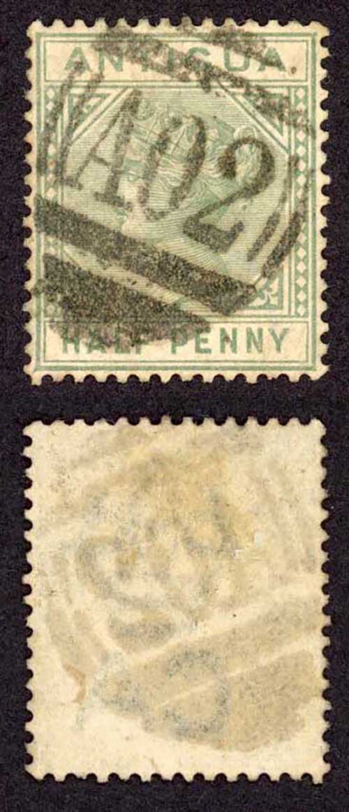 Antigua SG21 1/2d Dull Green Wmk Crown CA Perf 14 Cat 20 Pounds