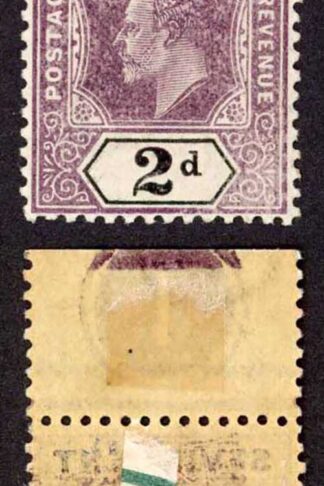 St Vincent SG78 1902 KEVII 2d Wmk Crown CA Plate Number (paper hinge and offset)