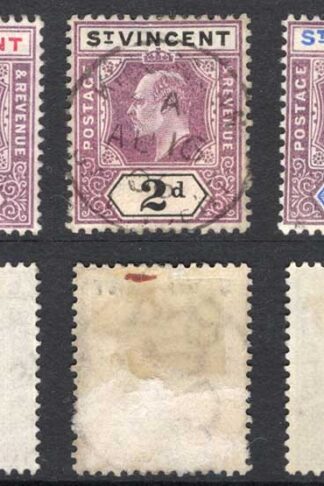 St Vincent SG76/80 1/2d to 3d wmk Crown CA Fine used Cat 22.25 Pounds