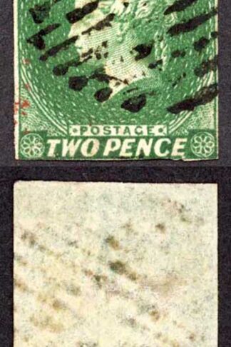 Ceylon SG3 2d Green Imperf just touched at base Cat 65 pounds