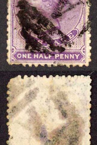 Ceylon SG48c 1/2d Mauve Wmk CC Perf 12.5 used (rounded corner) Cat 55 Pounds