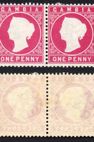 Gambia SG23/b 1d Stated to be Forth Delivery Wmk CA S/Ways Hinge remainder