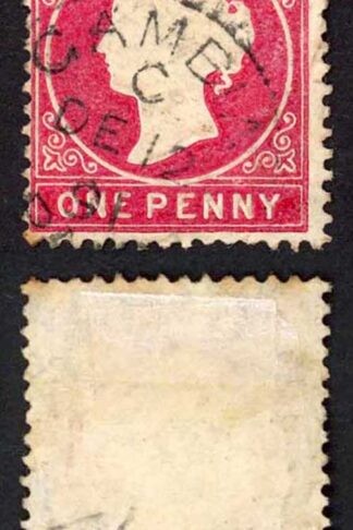 Gambia SG23/b 1d Wmk CA S/Ways used Dated 12th Dec 1891 (toned perf)