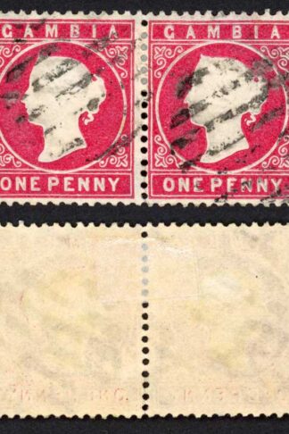 Gambia SG23/b 1d Wmk CA S/Ways Very Fine used Pair