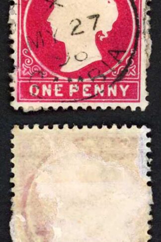 Gambia SG23/b 1d Wmk CA S/Ways Very Fine used Dated 27th May 1896