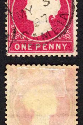 Gambia SG23/b 1d Wmk CA S/Ways Very Fine used Dated 5th May 1897