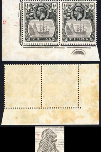 St Helena SG97c 1/2d Grey and Black Variety Cleft Rock Toned Cat 79.50 pounds
