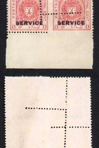 Bhopal SGO315 1932 1a Carmine-red MISPERF Block (no gum) (a)