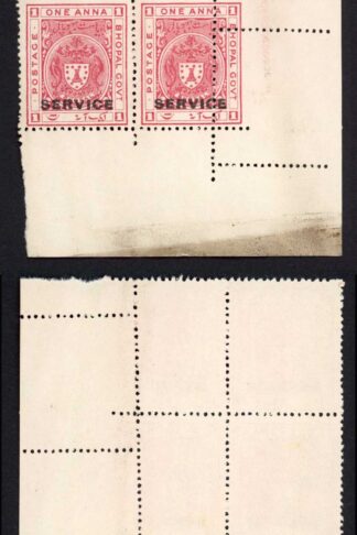 Bhopal SGO315 1932 1a Carmine-red MISPERF Block (no gum) (k)