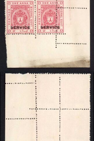Bhopal SGO315 1932 1a Carmine-red MISPERF Block (no gum) (k)
