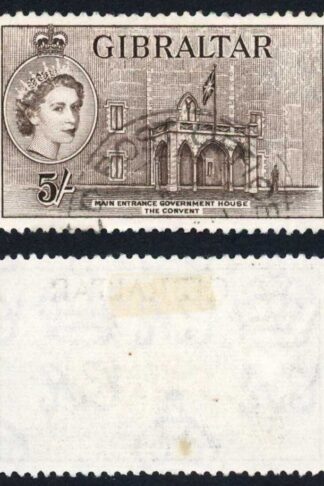 Gibraltar SG156 5/- Deep Brown Cat 17 pounds