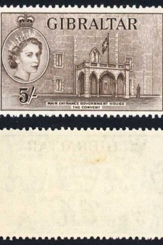 Gibraltar SG156 5/- Deep Brown M/M Cat 40 Pounds